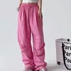 Pantalones de Trabajo de Seda de Hielo de Secado Rápido Americanos para Mujer Nuevos de Verano Finos Sueltos Adelgazantes Casuales Protección Solar de Pierna Ancha Pantalones de Moda