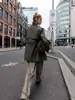 Comércio Exterior Transfronteiriço Spot Estilo Europeu e Americano Roupas Femininas Inverno 2025 Nova Moda Verde Militar Corta-vento de Botão Duplo com Cinto