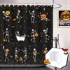 Cortina de ducha para baño, diseño de calavera y calabaza temática de Halloween, material de poliéster grueso, impresión digital, personalizable con tu propia imagen