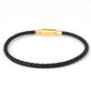 Pulseira de Cordão de Couro de Aço Inoxidável 3,0mm Fivela Resistente ao Desgaste Cordão de Couro Pendurado Fecho de Pressão Usável Ouro Duro Miçangas Cordão de Mão