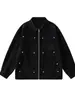 Chaqueta de Solapa Retro Estilo Americano con Remaches Negros para Hombre Chaqueta de Mezclilla Holgada Versátil para Primavera y Otoño Moda para Hombre