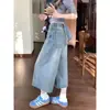 Calça Jeans Reta Desgastada Lavada Estilo Retrô Americano para Mulheres, Calça de Verão de Cintura Alta Solta Wide-Leg, Shorts Cropped, Tendência
