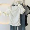 Camiseta Asimétrica Elegante de Manga Corta con Cintura Ajustada para Mujer Tallas Grandes, Nuevo Estilo de Verano para Mujeres con Curvas, Ropa Exterior Adelgazante y Favorecedora