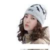 Gorro de tricô com estampa de letras estilo americano para mulheres, novo modelo 2026, chapéu para caminhada, à prova de frio e quente, gorro de puxar, afina o rosto, touca, chapéu para clima frio
