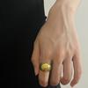 Diseño nicho francés pulsera de anillo liso abierto con textura tallada vintage exagerada pulsera de cara ancha de oro vintage