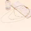 Colar Za Texturizado de Várias Tiras com Pingente de Pérola Artificial Metálica Estilo Cascata Exagerado com Franja de Metal Tecida à Mão Empilhado
