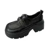 Mocasines para mujer con correas de velcro, estilo primavera/otoño, suela gruesa, zapatos pequeños de cuero de corte profundo, nuevos zapatos 2026 para commuting que aumentan la altura