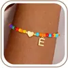 Pulsera con Inicial de Letra Inglesa Estilo Nuevo Bohemio Transfronteriza 26 con Cuentas de Semilla de Colores y Diseño de Corazón, Pulsera de Moda y Versátil para Mujeres