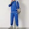 Conjunto deportivo de gofres transfronterizo Suelto Casual Otoño e Invierno Nuevo Cuello Redondo para Hombre Manga Larga Pantalones Ropa Juvenil