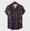 Camisa de Verão Personalizada para Comércio Exterior, Tamanho Europeu, Gola Cubana, Estampa Digital de Flores Tropicais, Manga Curta Casual para Homens na Praia