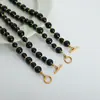 Collar Hecho a Mano Retro Barroco Piedra Natural Ágata Negra Cuentas Redondas Cierre Ot Acero de Titanio Joyería Versátil Personalizada para Mujeres