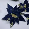 Flores navideñas de venta caliente transfronterizas personalizadas por el fabricante, decoraciones navideñas azules, arreglos florales para árbol de Navidad, flores navideñas