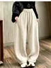 Pantalones de Arroz Pegajoso Niu Wan Dao para Mujer Otoño Invierno Nuevos Pantalones de Pierna Ancha de Tira Fina de Arroz Pegajoso Cintura Alta Adelgazantes Holgados con Caída Pantalones Casuales