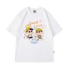 Camiseta de Manga Curta Transfronteiriça Masculina Estilo Casual Desenho Animado Crayon Camiseta de Verão de Meia Manga para Casal