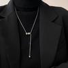 Collar Cuadrado Minimalista Moderno Ajustable de Acero de Titanio para Mujer, Cadena para Suéter Estilo Hip-Hop Cool, Nuevo Accesorio con Borla 2025
