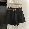 Verão 2026 Novo Estilo Coreano Ins Estilo Hong Kong Retrô Simples Peça de Exterior Cintura Alta Linha A Calças de Perna Larga Shorts Casuais Mulher