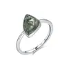 Anillo Geométrico Irregular de Plata de Ley S925 MODIAN con Ágata de Agua Sintética para Mujer, Anillo para Dedo Índice con Estilo Retro Noble