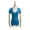 Top Sexy Ajustado Elástico de Hombro Pequeño Interior de Manga Corta Verano Nuevo Cuello en V Simple Ajustado Cintura Adelgazante Camiseta Base