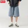 Shorts de mezclilla lavada retro personalizados/a medida para hombre, moda de verano, marca, casual, textura, holgados, ropa de trabajo, pantalones capri