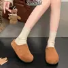 Versión de Piel de Vaca Suela Gruesa Zapatos Birkenstock Papa Pequeña para Mujer Zapatillas de Media Caña Zapatos Cálidos de Lana y Algodón Mules sin Cordones para Mujer