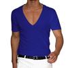 2023 Estação Independente Camiseta Masculina Roupas Transfronteiriças Comércio Exterior Europeu e Americano Decote em V Masculino Cor Sólida Tamanho Grande Casual Camiseta de manga curta