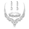 Conjunto de Collar, Pendientes y Pulsera Estilo Europeo y Americano con Colgante de Gota de Agua en Forma de V para Ropa Formal, Fiestas, Bodas y Estilo de Lujo