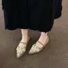 Zapatos Mary Jane de Puntera Puntiaguda con Elevación Interna de Gamuza para Mujer 2025 Primavera y Otoño Zapatos de Noche con Perlas Francesas con Falda
