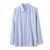 Camisa Elegante Azul com Gola, Novo Estilo Outono 2026, Manga Longa, Luxo Leve, Rejuvenescedora, Estilosa, Camisa com Proteção Solar