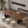 Mesa de Centro Grande de Madera Maciza y Juego de Sillas Estilo Minimalista Moderno Chino Lujo Ligero Sala de Estar Madera Natural Oficina en Casa Mesa de Centro