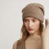 Gorro de cachemira de punto grueso para mujer, 100 % cachemira pura, gorro de invierno con puntera, gorro de lana cálido