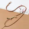 Novo Estilo Cordão de Couro Encerado Puro Tecido à Mão Exquisite Corrente para Clavícula de Mulher de Alta Qualidade Cordão para Pendurar no Pescoço Estilo Fino Corrente para Suéter