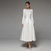 Vestido Branco para Mulheres para Registro de Casamento, Novo Estilo Verão 2026, Vestido Branco Simples de Manga Longa para Banquetes, Fotografia de Viagem e Vestidos de Casamento Leves Estilo Floresta