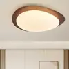 Luminária de teto para quarto estilo vintage, retro americano ultrafina redonda simples com imitação de madeira de nogueira, luz para varanda, luz para quarto principal