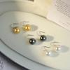 Pendientes de Perla en Forma de Grano de Café de Plata S925 Dorada para Mujer, Diseño de Lujo Ligero, Nuevo Estilo Versátil de Gama Alta para el Trabajo