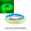 Tira de luz LED COB de 24V, 12V de alto brillo, 8MM, luz roja, luz verde, luz azul, luz dorada, luz rosa, luz morada, luz azul hielo
