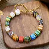 Pulseira de Vidro Colorido Estilo Boho Dopamina para Mulheres, Pulseira de Contas Coloridas Geométricas Retrô, Joia Popular Vendida Transfronteiriça