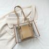Bolsa Grande Transparente de Gelatina Bolsa de Ombro Feminina da Moda PVC 2023 Novo Verão Explosões Bolsa Tote Impermeável