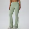 Calça de Yoga Flare Longa de Cintura Alta com Toque Nude Europeu e Americano, Duplo Matte, Bumbum de Pêssego, Micro Flare, Alta Elasticidade, Justa, Perna Larga 62347
