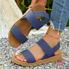 Nuevas de Moda Tallas Grandes Verano Transfronterizas Sandalias de Playa Planas Elásticas para Mujer Estilo Romano para Uso en Exteriores
