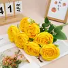 7 Cabeças de Rosa Enrolada, Flores Artificiais, Flores Falsas, Decoração de Casa e Casamento, Atacado de Arte Floral, Decoração de Mesa ao Ar Livre