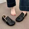 Birkenstock de couro com sola grossa, sapatos únicos de lã para mulheres, novidade de inverno 2026, versáteis, de calçar fácil, com sola macia, sapatos de dirigir com lã para mulheres