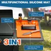 Pad de almacenamiento resistente a rayones y calor para encimera, pad de almacenamiento para cocina, pad escurridor para tazas y cuencos, fácil de limpiar, herramienta de cocina multifuncional y pad de almacenamiento para vajilla que se puede colgar, antideslizante, aislante térmico y plegable para guardar