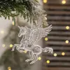 3 Colgantes Creativos para Árbol de Navidad, Suministros para Decoración Navideña, Colgantes Transparentes de Unicornio, Colgantes Acrílicos de Reno para Árbol
