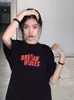 Camiseta Casual de Manga Corta para Mujer Estilo Japonés Verano Atuendo para Pareja Versátil Estampado de Letras Talla Grande para Mujer Comercio Exterior Transfronterizo