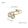 Anel Feminino de Aço Inoxidável, Estilo Coreano, Simples e Luxuoso, Formato de Trevo com Diamantes, Versátil, Estiloso, Joia de Alta Qualidade