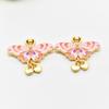 Colgante de mariposa dorada de doble corazón de larga duración, collar de esmalte de color con gota de aceite, pulsera, colgante, accesorios de joyería DIY