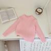 Camiseta Infantil Base Blanca Niños Otoño e Invierno Nuevo Bebé Color Sólido Interior Suéter de Punto Niñas Suéter Grueso con Forro Polar