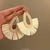 Pendientes Colgantes de Flor Tejida con Aguja de Plata, Aretes Sencillos de Estilo Festivo, Dulces y de Moda, Pendientes Frescos y Versátiles al por Mayor