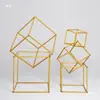 Decoração de Corredor Geométrica de Ferro Forjado Adereços de Casamento Estrutura Quadrada Tridimensional Ornamentos de Prisma Retangular Decoração de Suporte de Flores para Casamento Estrutura Quadrada de Ferro