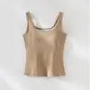 Dropshipping Verão 2026 Novo Estilo Cor Sólida Gola Redonda Alça Larga Simples Roupa Íntima Peça Externa Regata com Bojo